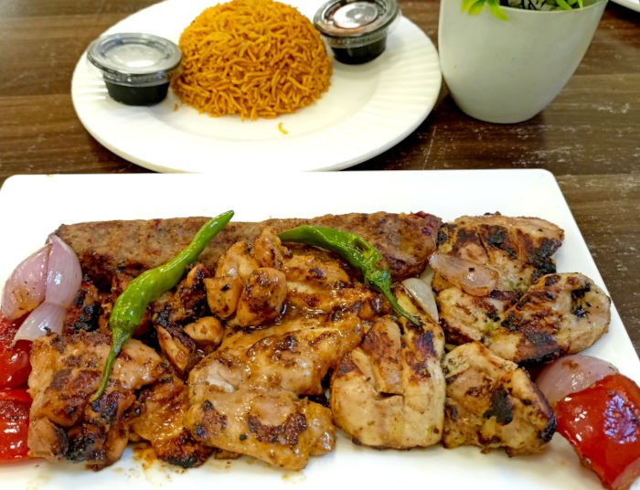 Lebanese BBQ platter and rice