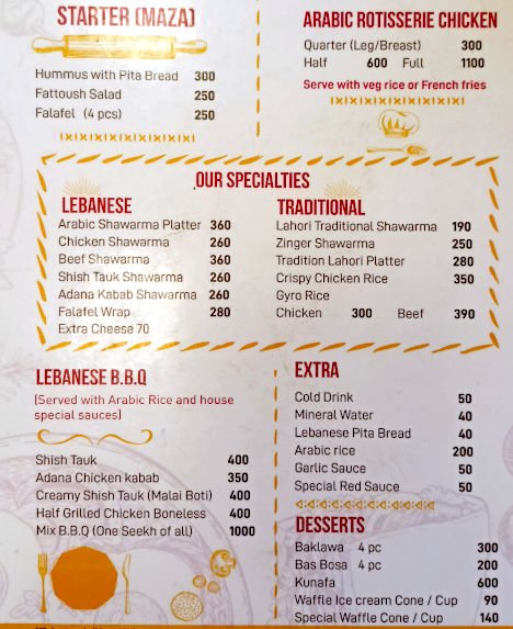 Lebanese Menu